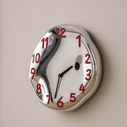 Ceramic Wall Clock, Chrome Modern Wall Clock for Living Room & Kitchen