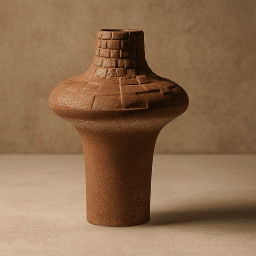 Rustic Ceramic Vase, Handcrafted Plaid Flower Vase for Home Decor