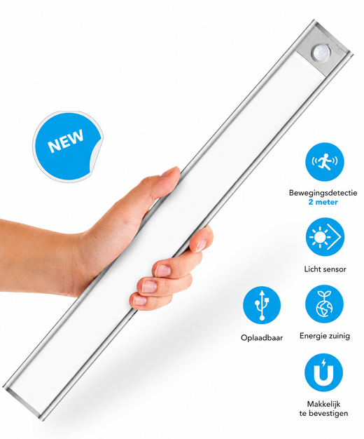 Motion Sensor Light, USB Rechargeable Magnetic LED Light Bar with Auto On & Off