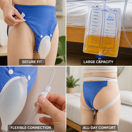 Wearable Urine Collector, Adjustable Leak-Resistant Silicone Urine Bag System for Men & Women