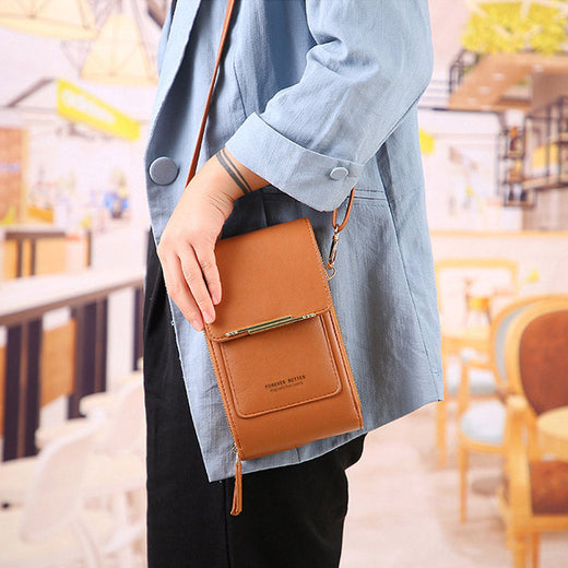 Anti-Theft Crossbody Bag, RFID Leather Phone Bag with Touchscreen & Shoulder Strap