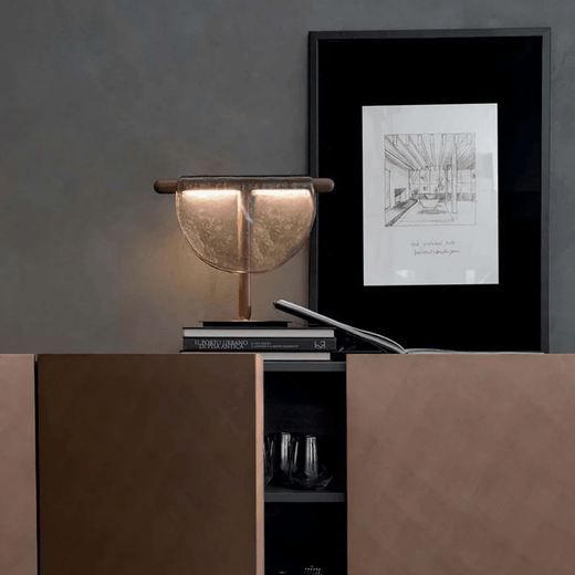 Half Moon Lamp, Glass Table Lamp for Bedroom & Living Room Decor