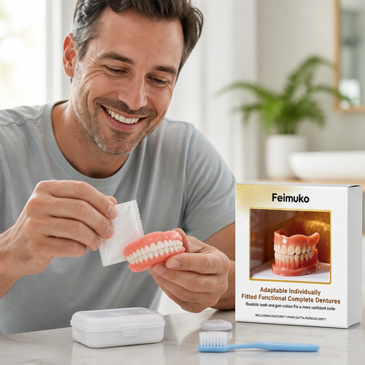 Moldable Denture Kit, Heat-Moldable Silicone Upper & Lower Dentures for a Secure Cosmetic Fit