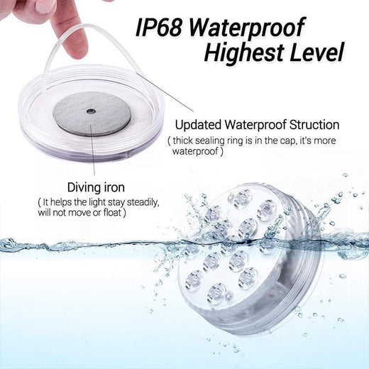 Submersible LED Lights, Waterproof Underwater Pool Lights with Remote & Suction Cups for Ponds & Parties