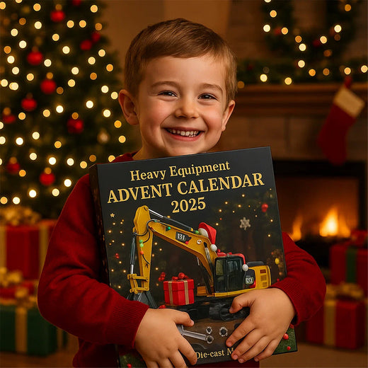 Construction Vehicle Advent Calendar, 24 Diecast Mini Heavy Machinery Toys for Kids & Collectors