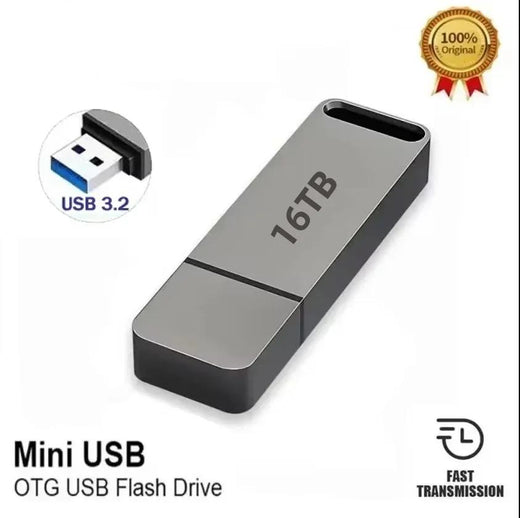 Waterproof USB Flash Drive 16TB, Shockproof USB 3.2 Portable Storage for Windows & Mac