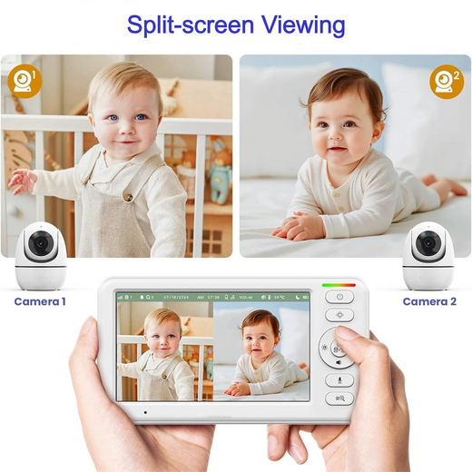 Baby Monitor, 5 Inch HD Wireless Video Baby Monitor with Camera, Night Vision & Temperature Alerts