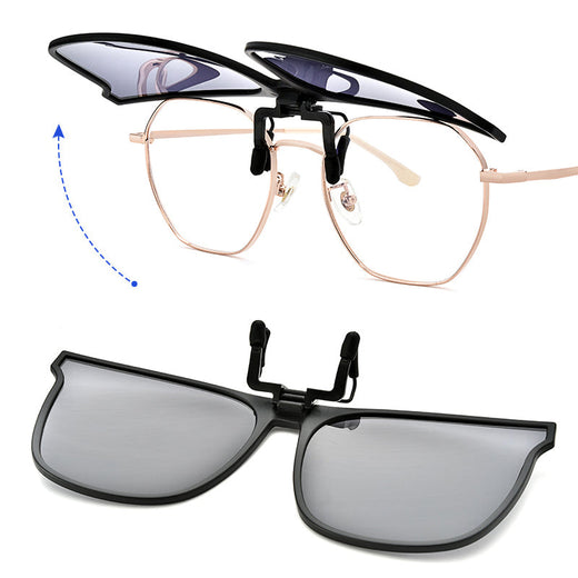 Clip On Sunglasses for Glasses, Polarized Flip Up UV400 Sunglasses Clip for Driving & Outdoors