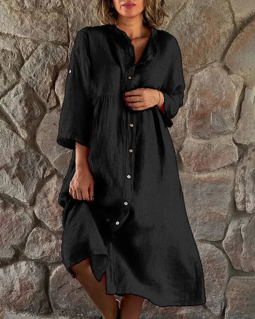 Linen Shirt Dress for Women, Lightweight Knee Length Summer Dress