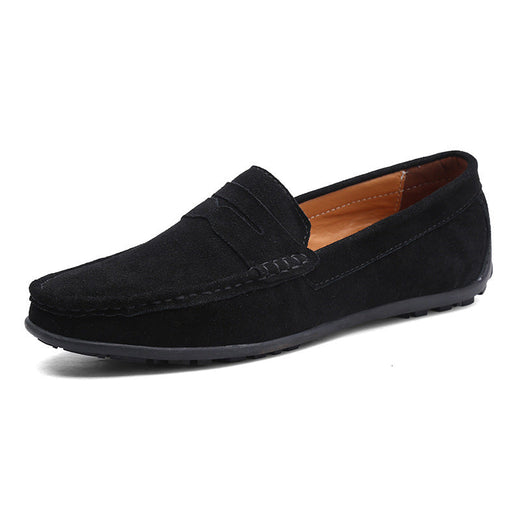 Men's Leather Slip-On Shoes, Comfortable Slip-On Shoes with Non-Slip Rubber Sole for Work & Casual Wear