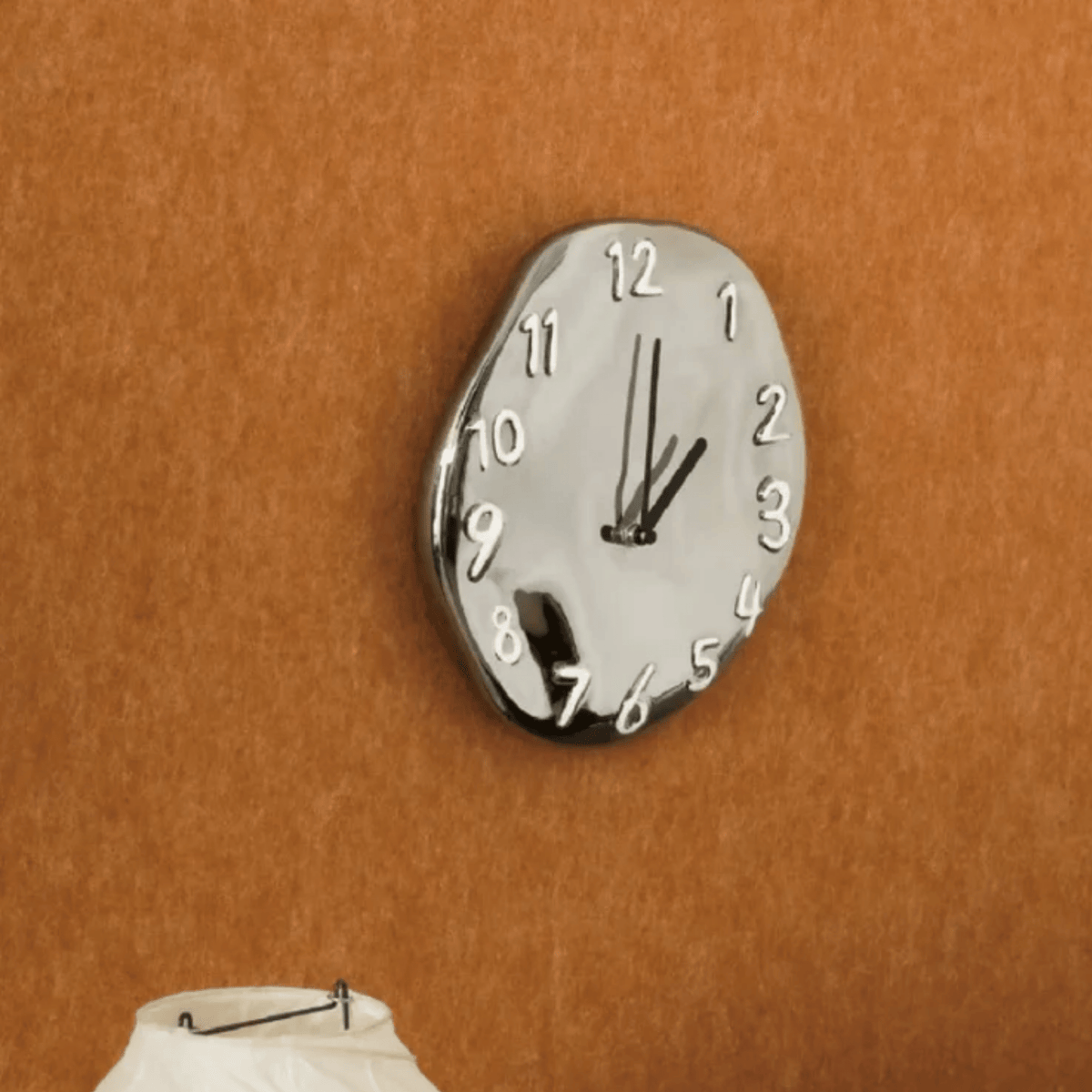 Ceramic Wall Clock, Chrome Modern Wall Clock for Living Room & Kitchen
