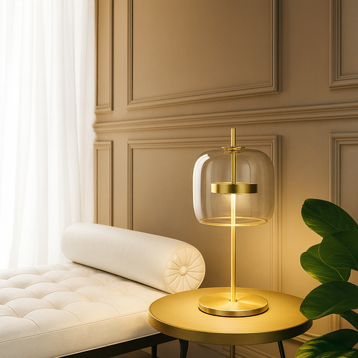 Stained Glass Table Lamp, Tiffany Style Bedside Lamp with Gold Iron Base
