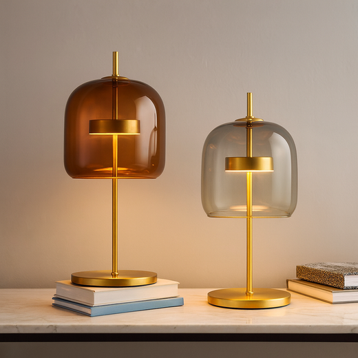 Stained Glass Table Lamp, Tiffany Style Bedside Lamp with Gold Iron Base