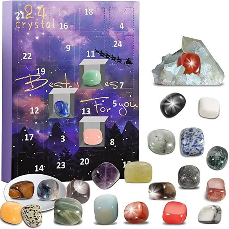 CRYSTAL ADVENT STONE CALENDAR 2025 24 Natural Gemstones