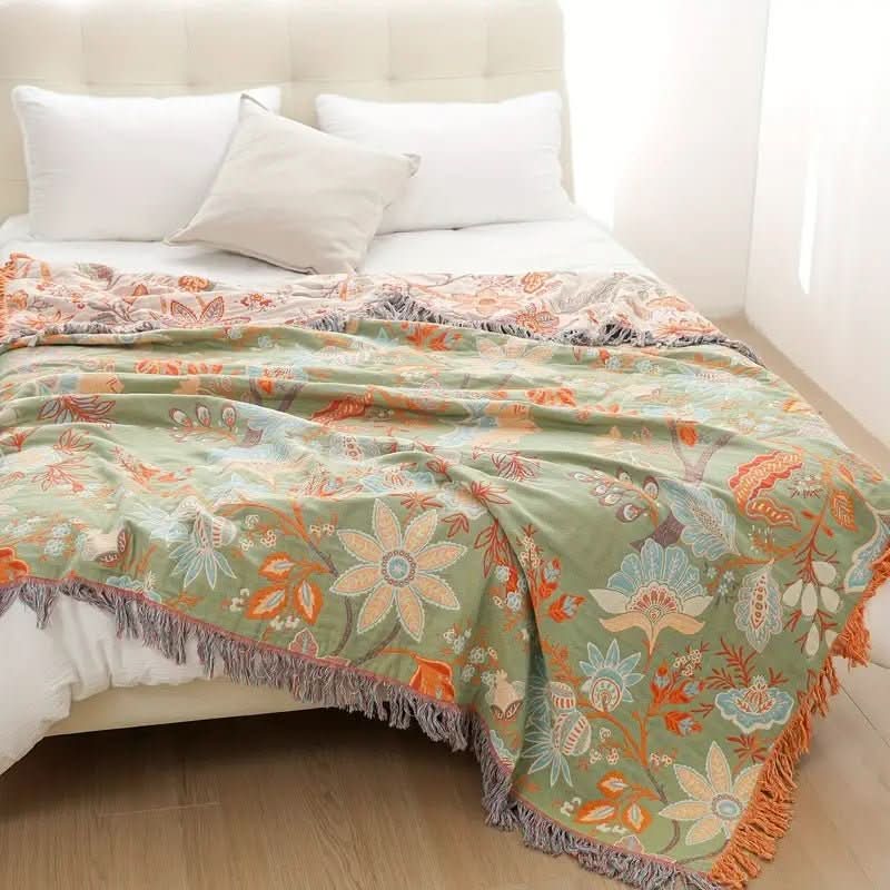 Boho-Chic Cotton Throw Blanket