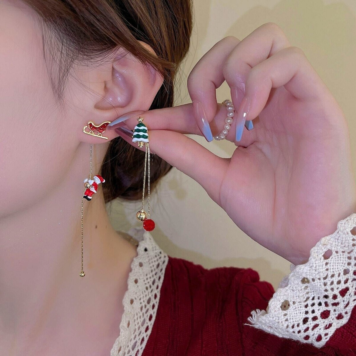 SPARKDROP Charming Santa Claus Tassel Earrings