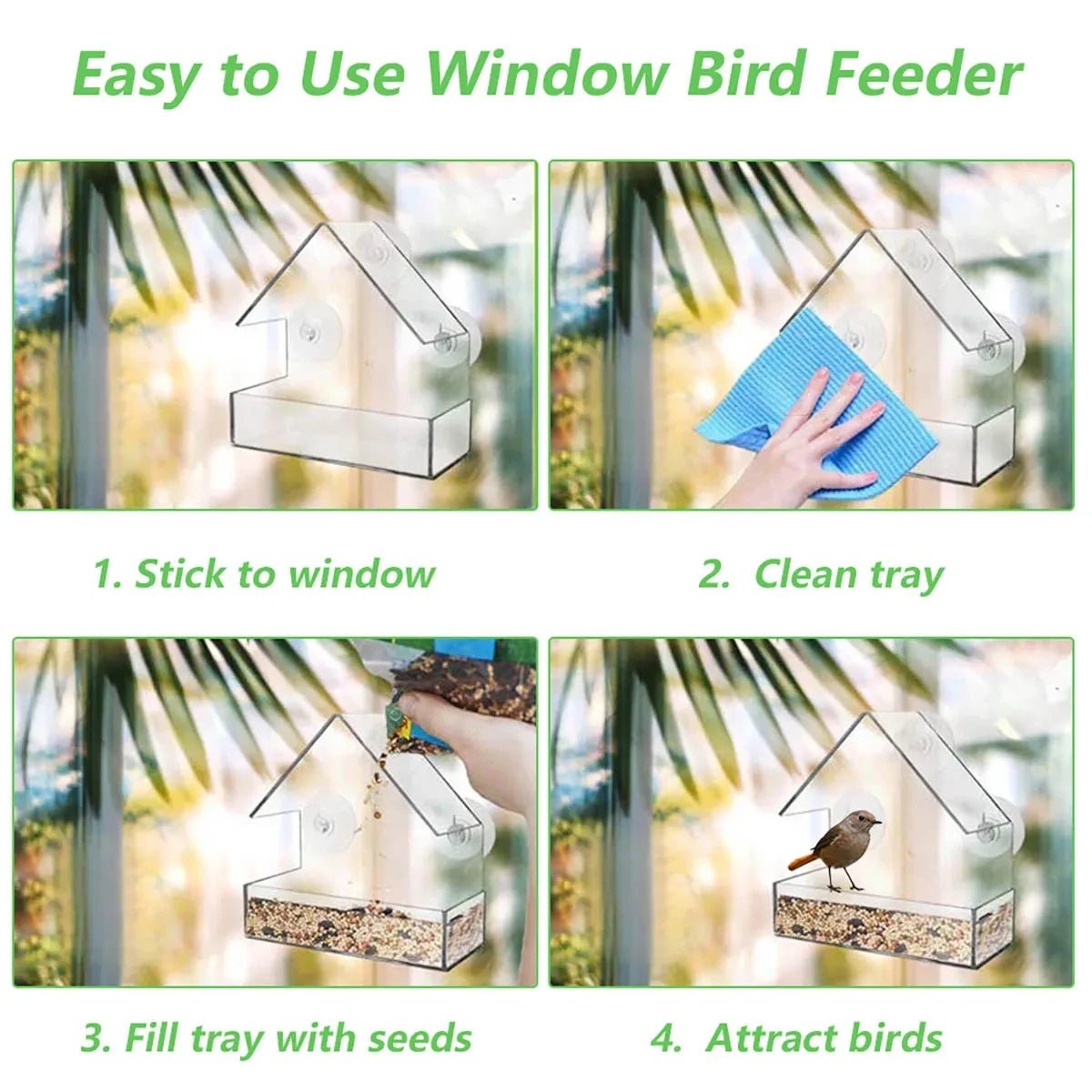 FEEDPEEK Clear Window Bird Feeder