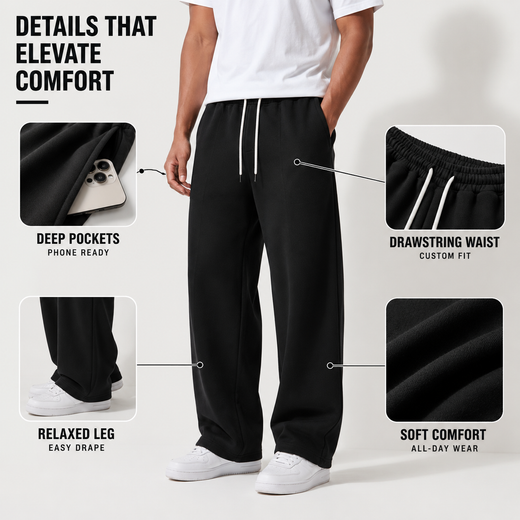 Loose Fit Joggers, Full Length Drawstring Sweatpants with Pockets for Lounging & Workouts
