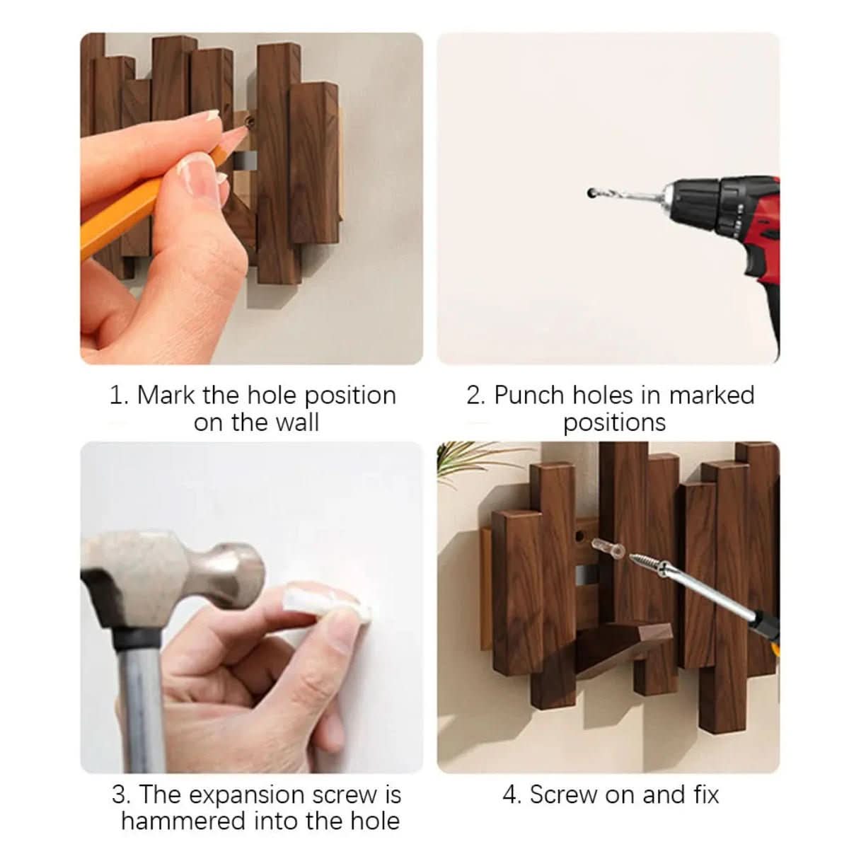 Piano Wall Hook Wooden Wall Coat Rack