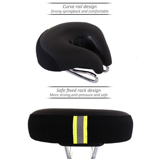 Noseless Bike Seat, Wide Ergonomic Mountain Bike Saddle with Pressure Relief Padding