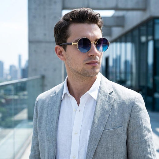 Round Retro Sunglasses, UV400 Lightweight Metal Frame Sunglasses for Men & Women