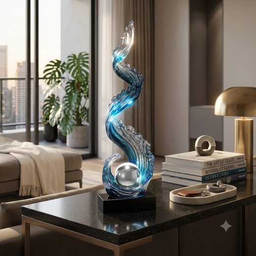 Sculpture Floor Lamp, Modern Blue Floor Decor for Living Room & Entryway