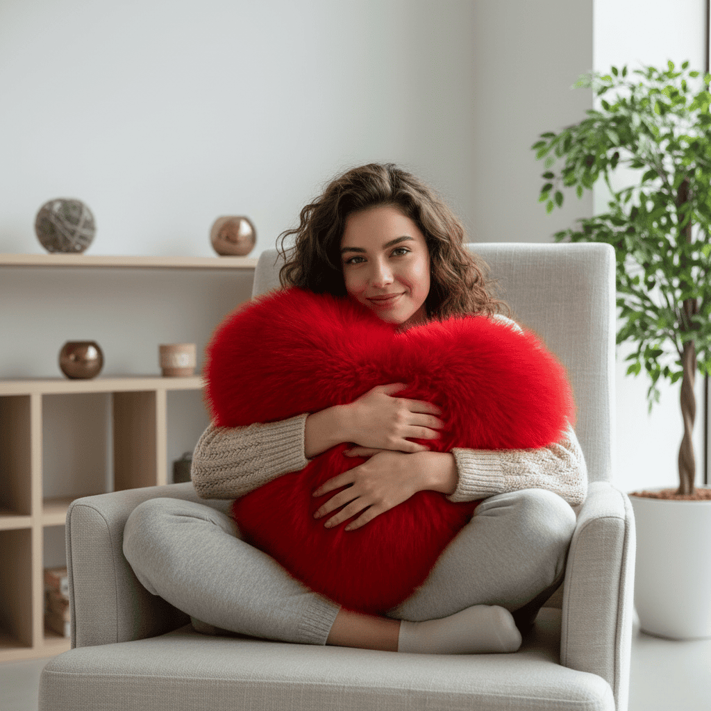 HUGNEST Heart-shaped Faux Fur Pillow