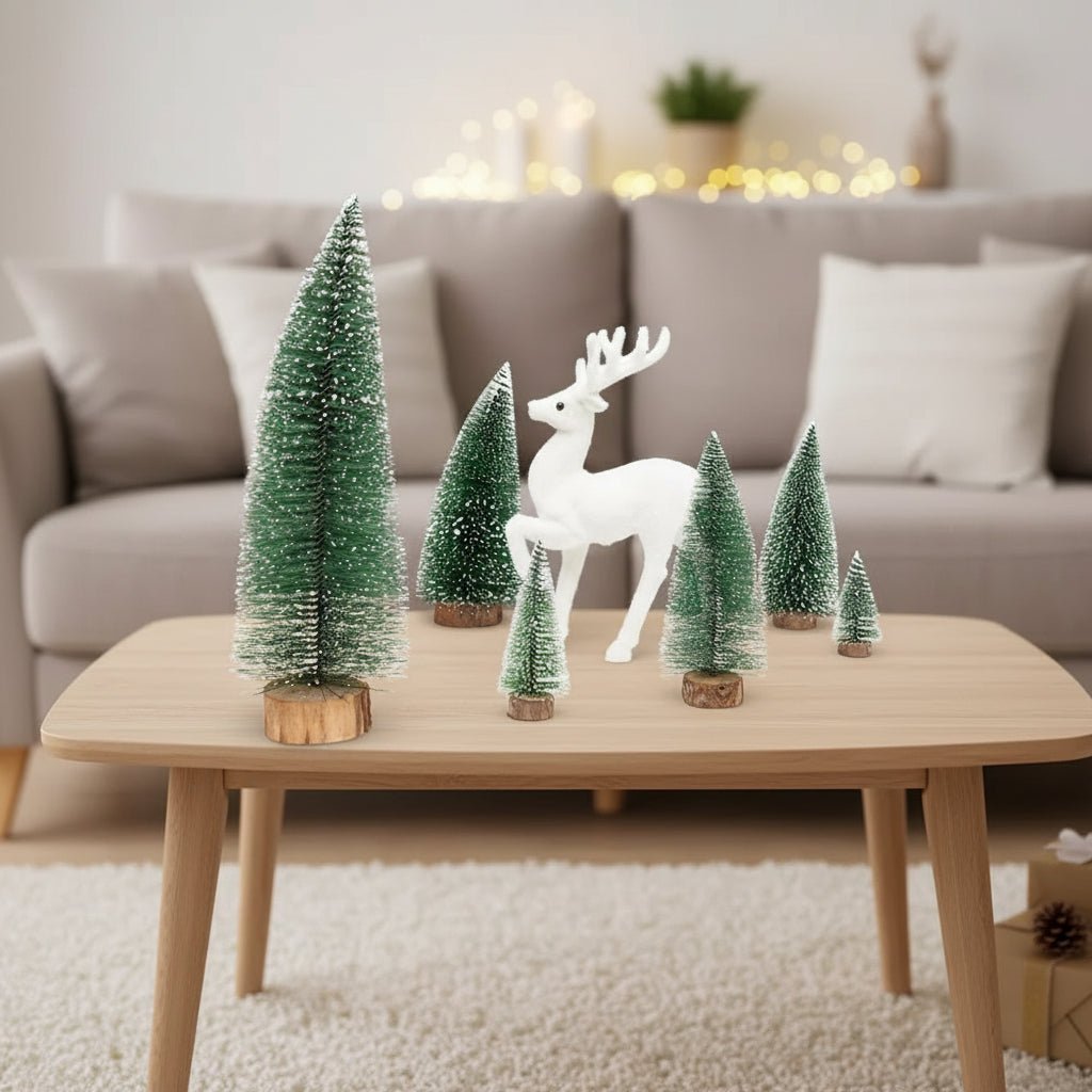 Snow Covered Mini Christmas Tree, Flocked Artificial Christmas Tree for Tabletop, Small Christmas Tree Decor in 4, 6 and 8 Inch Sizes