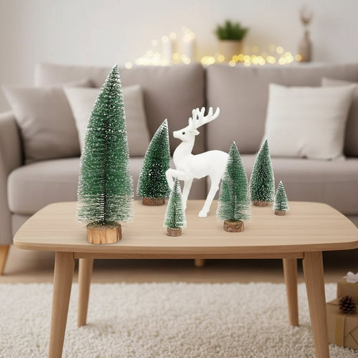 Snow Covered Mini Christmas Tree, Flocked Artificial Christmas Tree for Tabletop, Small Christmas Tree Decor in 4, 6 and 8 Inch Sizes