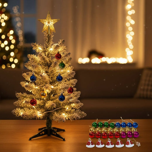 Pre Decorated Tabletop Christmas Tree 24 Inch, Mini Artificial Christmas Tree with Ornaments Set, Small Christmas Tree for Table Decor