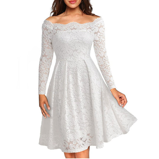 Off Shoulder Lace Dress for Women, Vintage Floral Formal Dress for Weddings & Parties