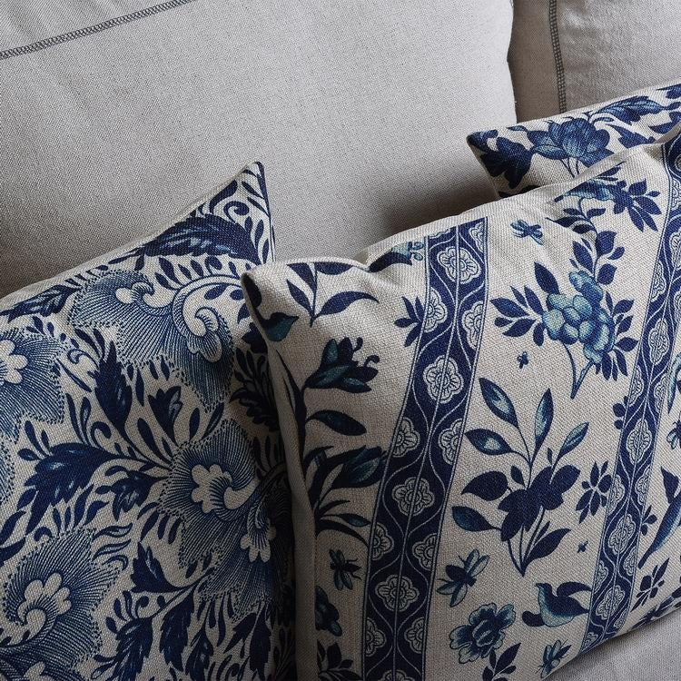 COBALTSCROLL Linen-cotton Blend Fabric Pillowcase