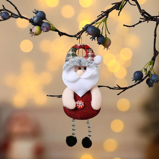 Fabric Christmas Ornaments Santa, Bear & Snowman, Handmade Style Christmas Tree Ornaments, Soft Hanging Christmas Decor