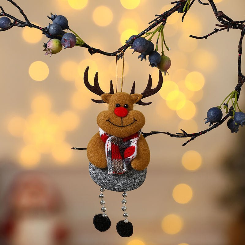 Fabric Christmas Ornaments Santa, Bear & Snowman, Handmade Style Christmas Tree Ornaments, Soft Hanging Christmas Decor