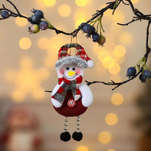 Fabric Christmas Ornaments Santa, Bear & Snowman, Handmade Style Christmas Tree Ornaments, Soft Hanging Christmas Decor