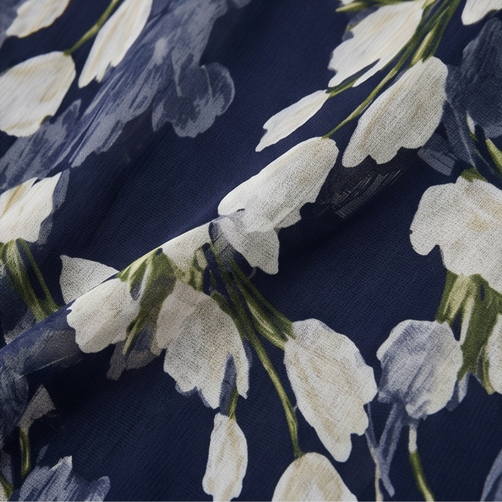 Women's Elegant Navy Floral Midi Dress