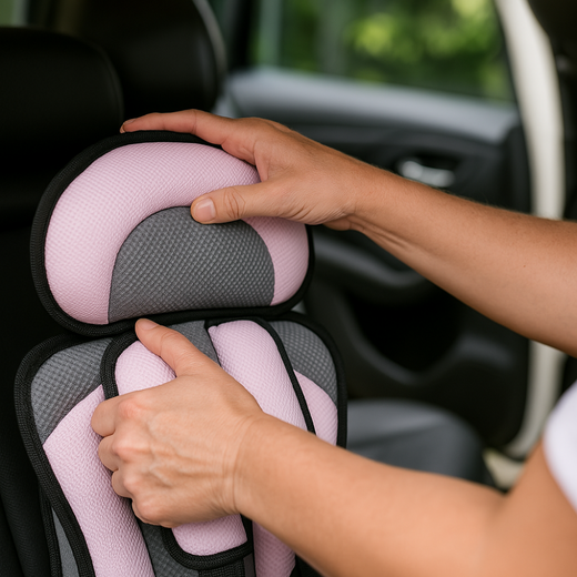 Portable Kids Car Seat, Breathable Mesh Travel Seat with 5-Point Harness & Head Support