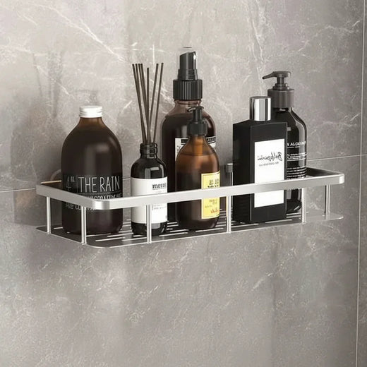 Self Adhesive Bathroom Shelf, No Drilling Stainless Steel Shower Organizer for Tile & Glass