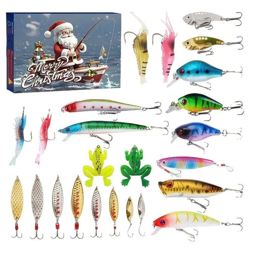 Fishing Advent Calendar 2026 with 24 Fishing Lures, Freshwater & Saltwater Tackle Christmas Countdown, Christmas Gifts for Men & Dad