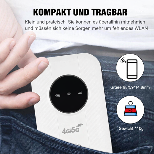 Portable WiFi Hotspot, 4G LTE Mobile WiFi Router for Travel, Car & Multiple Devices