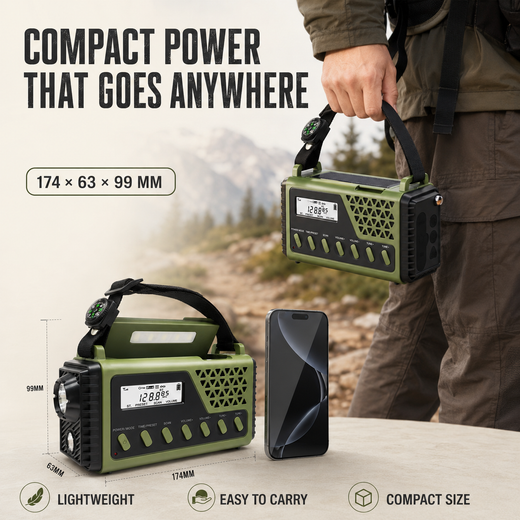 Emergency Hand Crank Radio, Solar AM FM Shortwave Radio with Bluetooth Speaker, Flashlight & Power Bank