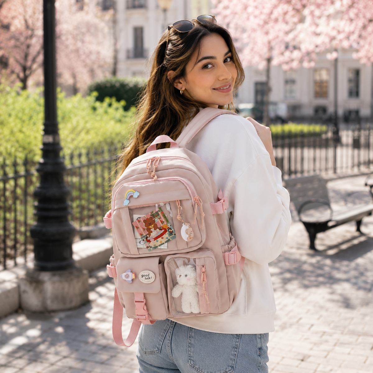 Lilacory Preppy Style Student Backpack