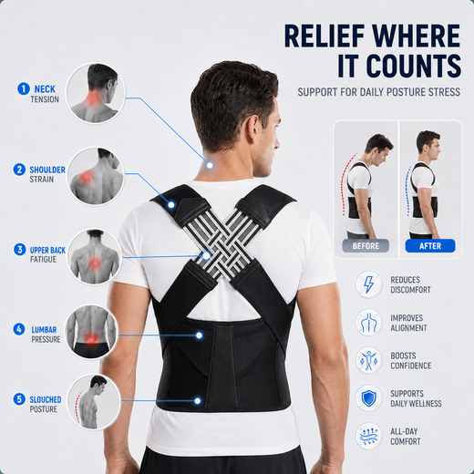 Posture Corrector, Adjustable Full Back Brace for Upper & Lower Back Support