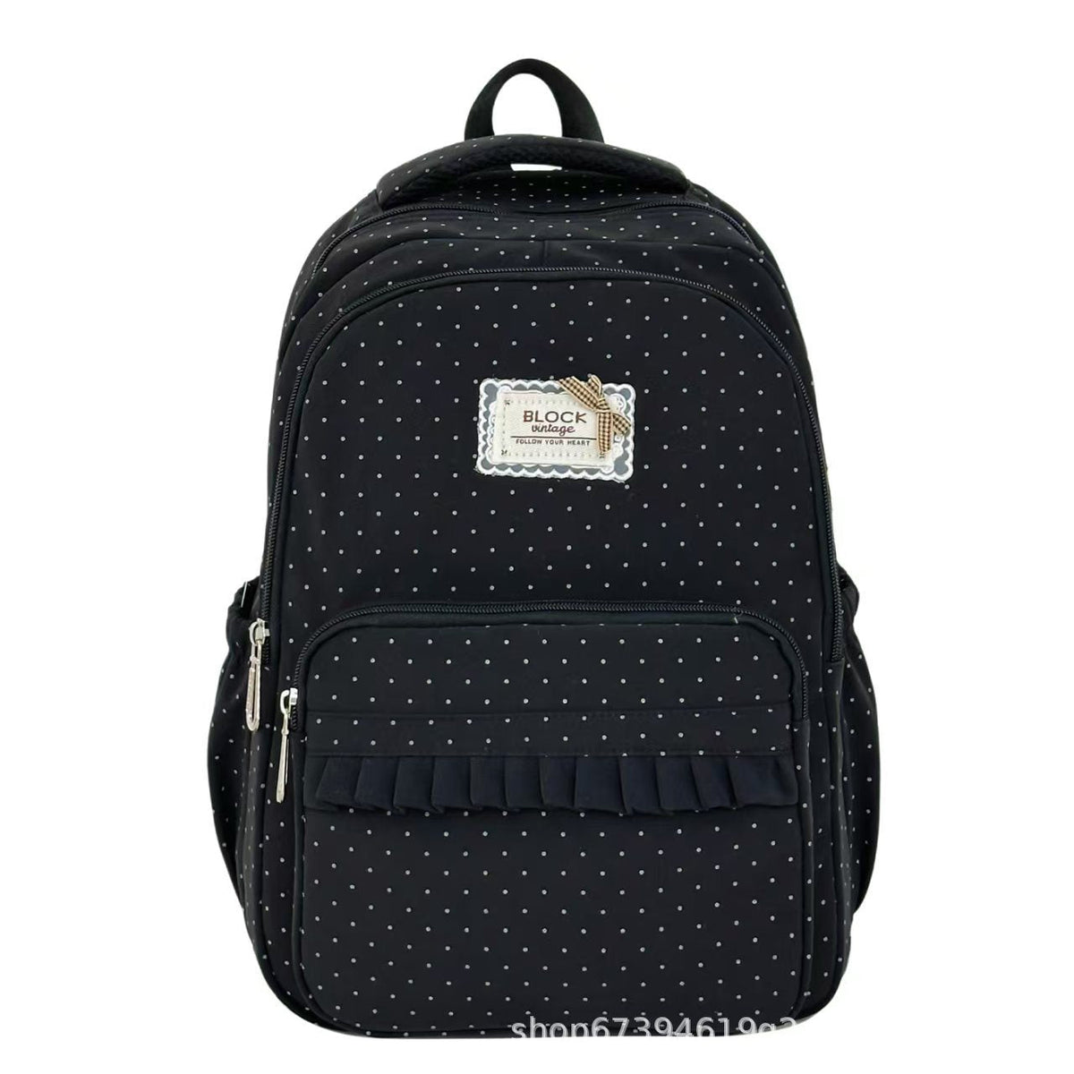 Polka Dot Backpack, Ruffled Mini Backpack for Women & Girls