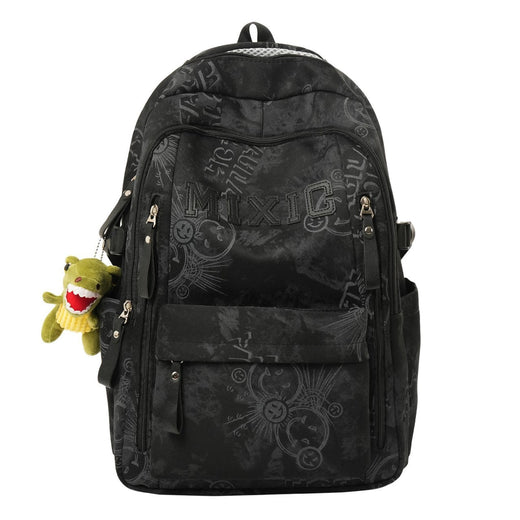 Graphic Print School Backpack, Padded Strap Daypack with Multiple Pockets for Students & Commuters