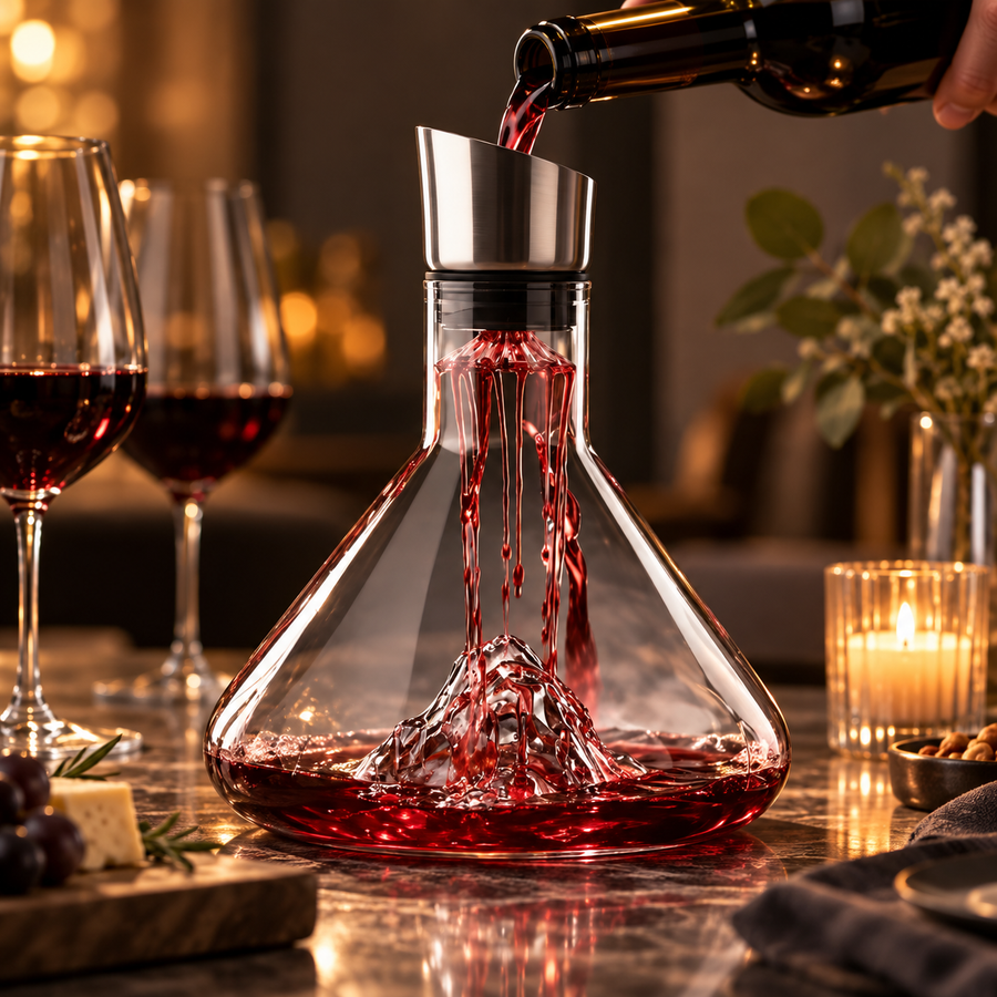 Wine Decanter, Mountain Design Glass Aerator with Pouring Spout