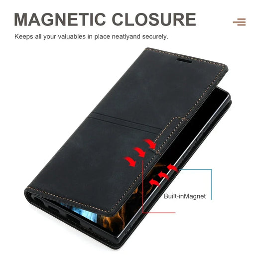 Google Pixel Wallet Case, Magnetic Leather Flip Case with Card Slots & Kickstand