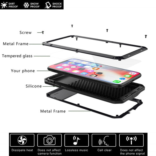 Heavy Duty iPhone Case, Shockproof Protective Cover with Camera Protection for iPhone 7 to 17 Pro Max