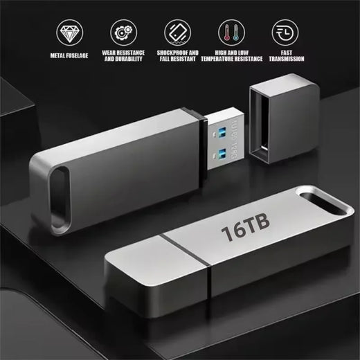 Waterproof USB Flash Drive 16TB, Shockproof USB 3.2 Portable Storage for Windows & Mac