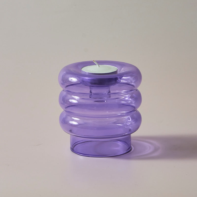 Glass Candle Holder, Spiral Taper Candle Holder